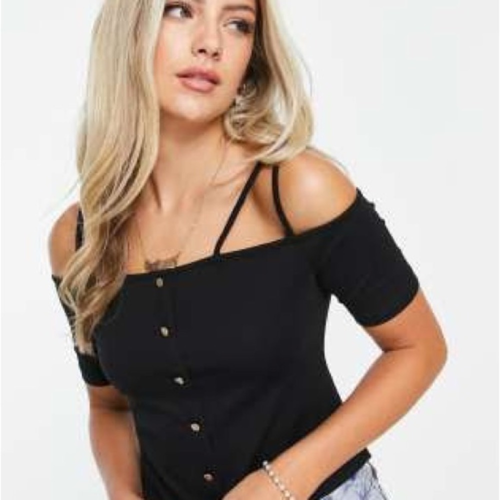 Urban Revivo | Black Strappy Jersey Top - Small
